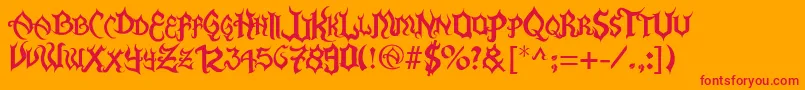 フォントFlamaEspina – オレンジの背景に赤い文字