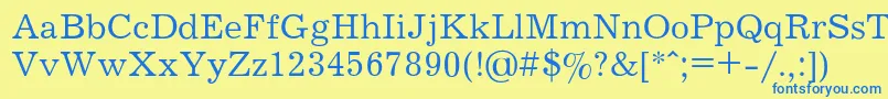 フォントJournalRegular – 青い文字が黄色の背景にあります。