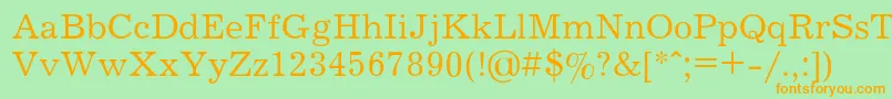 フォントJournalRegular – オレンジの文字が緑の背景にあります。