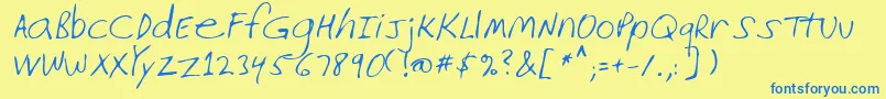 Lehn226-Schriftart – Blaue Schriften auf gelbem Hintergrund