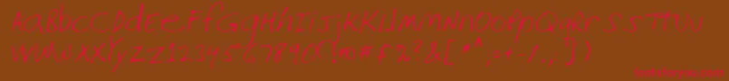 フォントLehn226 – 赤い文字が茶色の背景にあります。