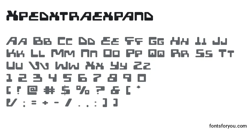 Czcionka Xpedxtraexpand – alfabet, cyfry, specjalne znaki