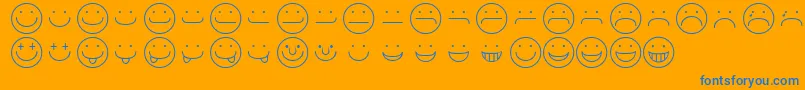 SmileyRegular-Schriftart – Blaue Schriften auf orangefarbenem Hintergrund