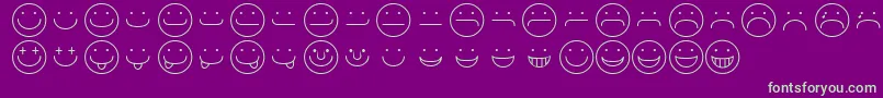 SmileyRegular-Schriftart – Grüne Schriften auf violettem Hintergrund