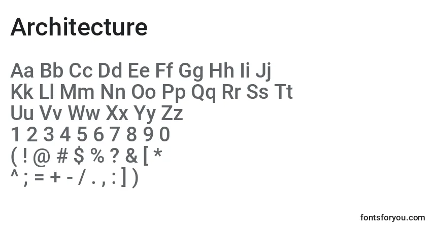 Шрифт Architecture – алфавит, цифры, специальные символы