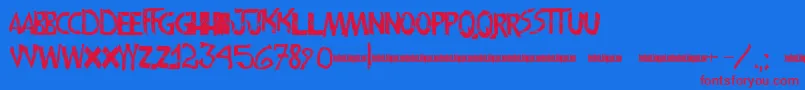 Frankenwiniefont Font – Red Fonts on Blue Background