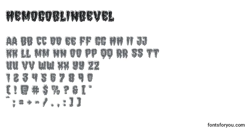 A fonte Hemogoblinbevel – alfabeto, números, caracteres especiais