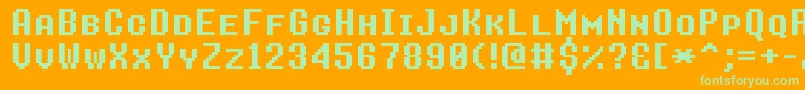 8bitoperatorplusscBold Font – Green Fonts on Orange Background