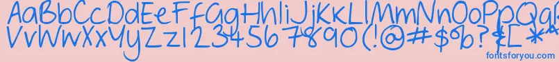 DjbGeordieGirl-Schriftart – Blaue Schriften auf rosa Hintergrund