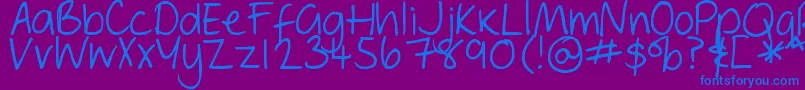 Шрифт DjbGeordieGirl – синие шрифты на фиолетовом фоне