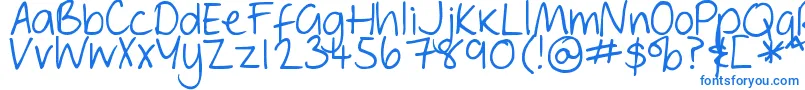 DjbGeordieGirl-Schriftart – Blaue Schriften auf weißem Hintergrund