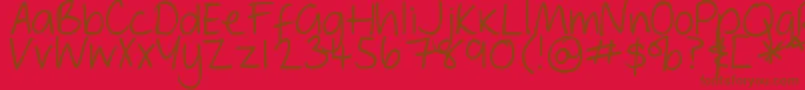 DjbGeordieGirl-fontti – ruskeat fontit punaisella taustalla