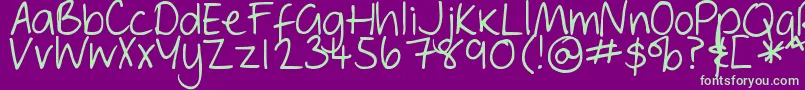 DjbGeordieGirl-Schriftart – Grüne Schriften auf violettem Hintergrund