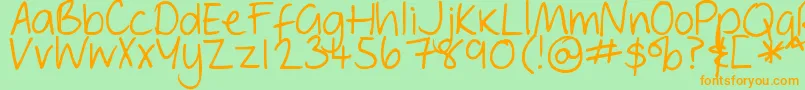 Шрифт DjbGeordieGirl – оранжевые шрифты на зелёном фоне