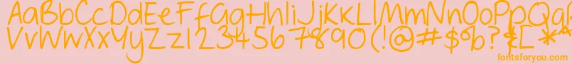 DjbGeordieGirl-Schriftart – Orangefarbene Schriften auf rosa Hintergrund