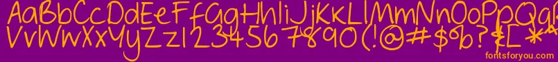 DjbGeordieGirl-Schriftart – Orangefarbene Schriften auf violettem Hintergrund