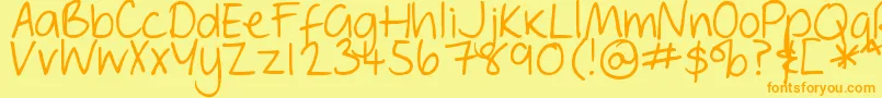 フォントDjbGeordieGirl – オレンジの文字が黄色の背景にあります。