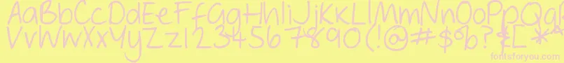 DjbGeordieGirl-Schriftart – Rosa Schriften auf gelbem Hintergrund