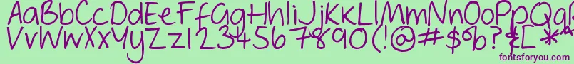 Шрифт DjbGeordieGirl – фиолетовые шрифты на зелёном фоне