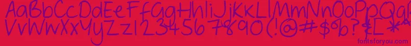 DjbGeordieGirl-fontti – violetit fontit punaisella taustalla