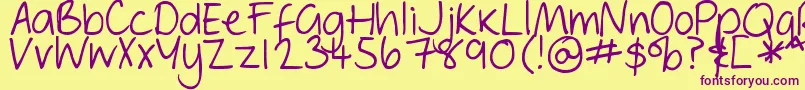 DjbGeordieGirl-fontti – violetit fontit keltaisella taustalla