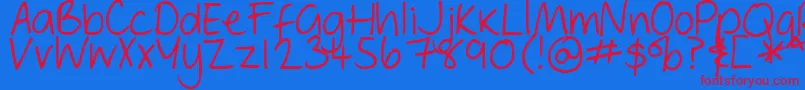 DjbGeordieGirl Font – Red Fonts on Blue Background