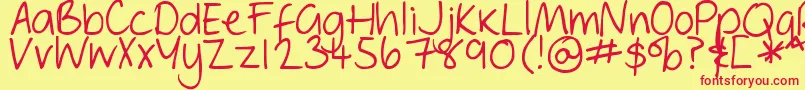DjbGeordieGirl-fontti – punaiset fontit keltaisella taustalla
