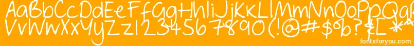 DjbGeordieGirl-Schriftart – Weiße Schriften auf orangefarbenem Hintergrund