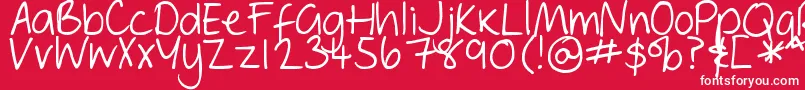 DjbGeordieGirl-Schriftart – Weiße Schriften auf rotem Hintergrund