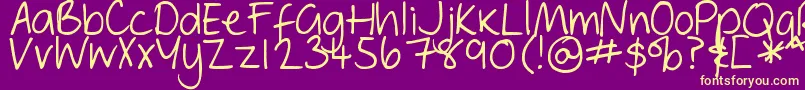 Шрифт DjbGeordieGirl – жёлтые шрифты на фиолетовом фоне