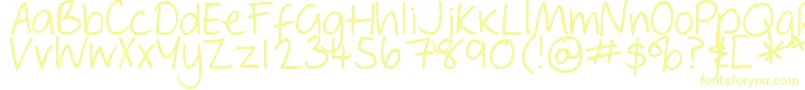 DjbGeordieGirl-Schriftart – Gelbe Schriften auf weißem Hintergrund