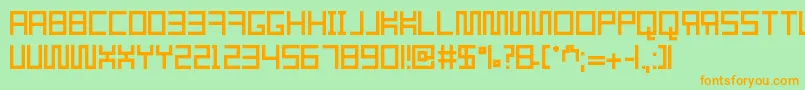 Resgare-Schriftart – Orangefarbene Schriften auf grünem Hintergrund