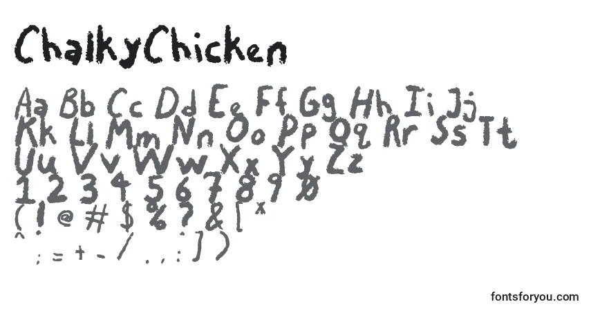 Fuente ChalkyChicken - alfabeto, números, caracteres especiales