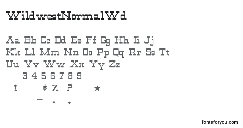 Czcionka WildwestNormalWd – alfabet, cyfry, specjalne znaki