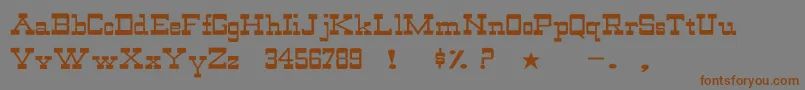 Saiba mais sobre a fonte WildwestNormalWd Fonte WildwestNormalWd – fontes marrons em um fundo cinza