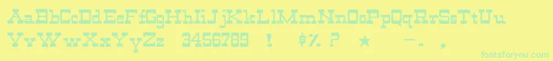 WildwestNormalWd-Schriftart – Grüne Schriften auf gelbem Hintergrund
