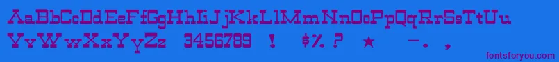 Fonte WildwestNormalWd – fontes roxas em um fundo azul