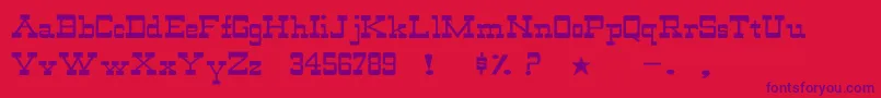 Czcionka WildwestNormalWd – fioletowe czcionki na czerwonym tle