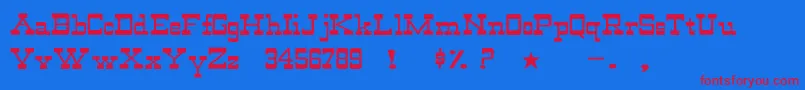 WildwestNormalWd-Schriftart – Rote Schriften auf blauem Hintergrund