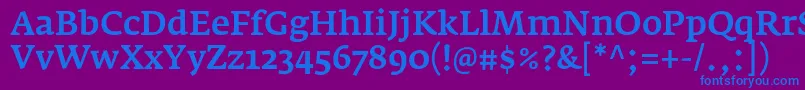 フォントFedraserifaproMedium – 紫色の背景に青い文字