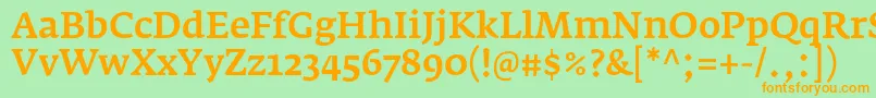 FedraserifaproMedium Font – Orange Fonts on Green Background