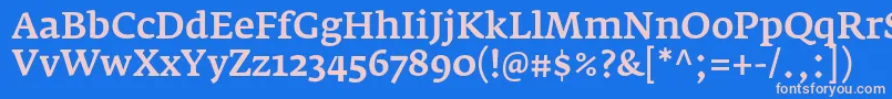 Czcionka FedraserifaproMedium – różowe czcionki na niebieskim tle