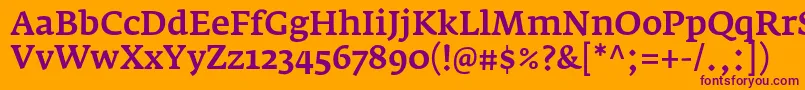 FedraserifaproMedium Font – Purple Fonts on Orange Background