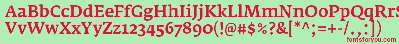 Шрифт FedraserifaproMedium – красные шрифты на зелёном фоне