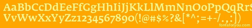 FedraserifaproMedium Font – Yellow Fonts on Orange Background