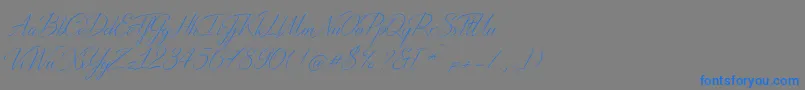 DistantStroke-Schriftart – Blaue Schriften auf grauem Hintergrund