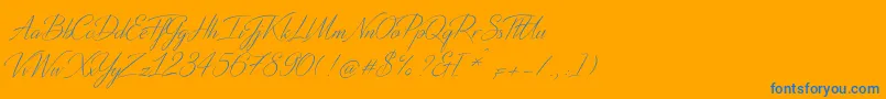 DistantStroke-Schriftart – Blaue Schriften auf orangefarbenem Hintergrund