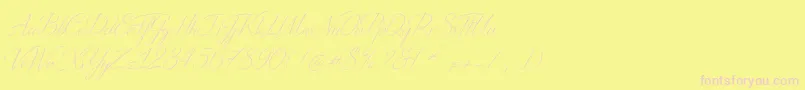 DistantStroke-fontti – vaaleanpunaiset fontit keltaisella taustalla