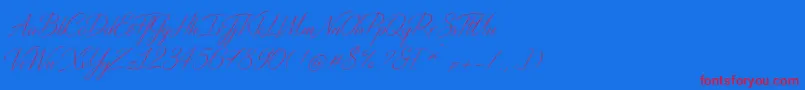 DistantStroke-Schriftart – Rote Schriften auf blauem Hintergrund