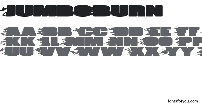 A fonte JumboBurn – alfabeto, números, caracteres especiais